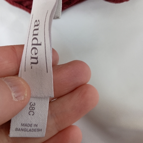 AUDEN Feminine Sexy 38C Coquette Barbiecore Elegant Lace Push-Up Bra Deep Red - Picture 2 of 8